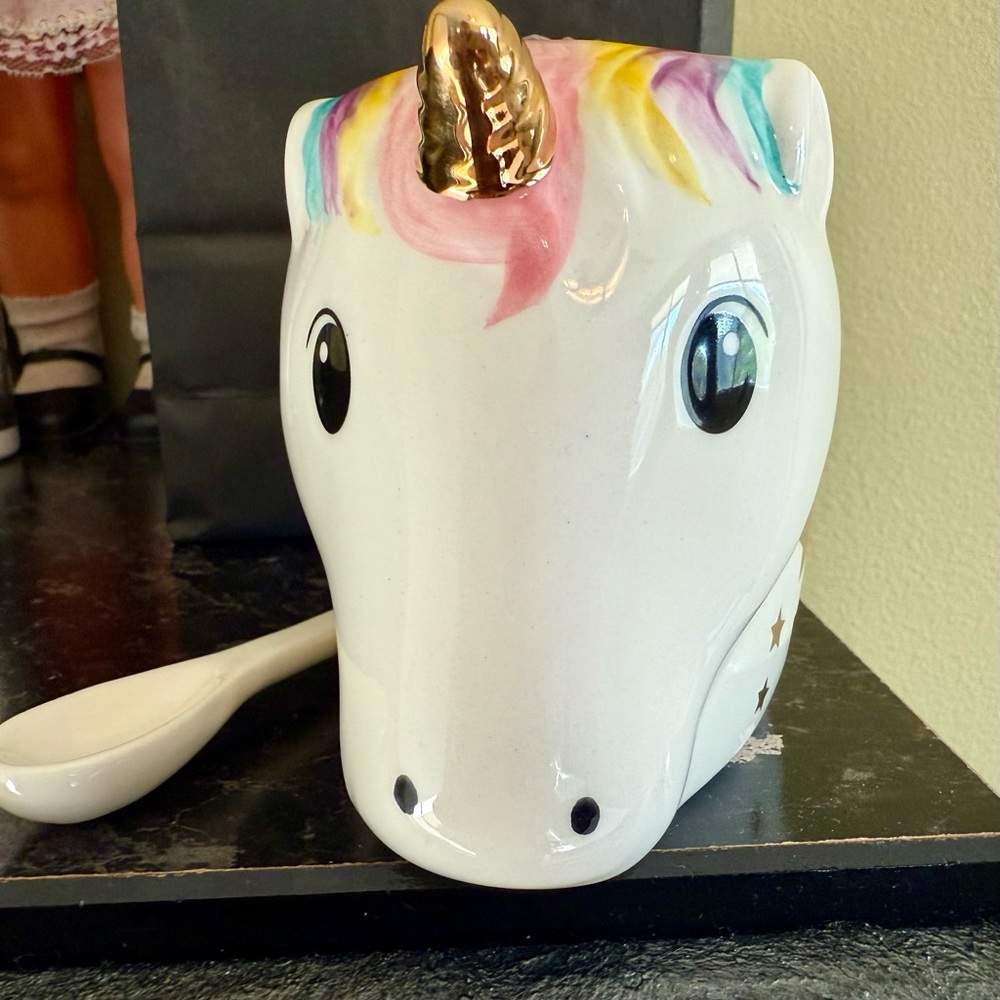 Ceramic Unicorn Mug with Gold Horn